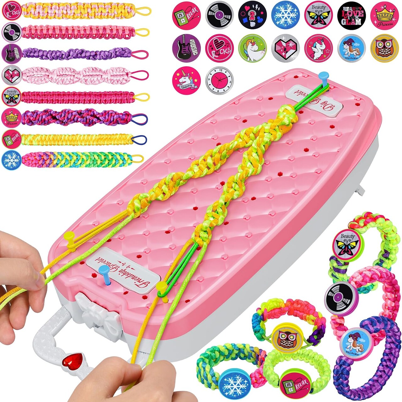 Friendship Bracelet Making Kit for Girls,DIY Arts and Crafts Toys,Jewelry String Maker Kit,The Best Birthday Gifts Ideas for Girls 6 7 8 9 10 11 12+ Years Old(Pink)